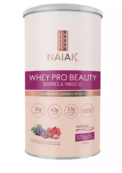 Imagem de NAIAK WHEY PRO BEAUTY  BERRIES & HIBISCO 375G